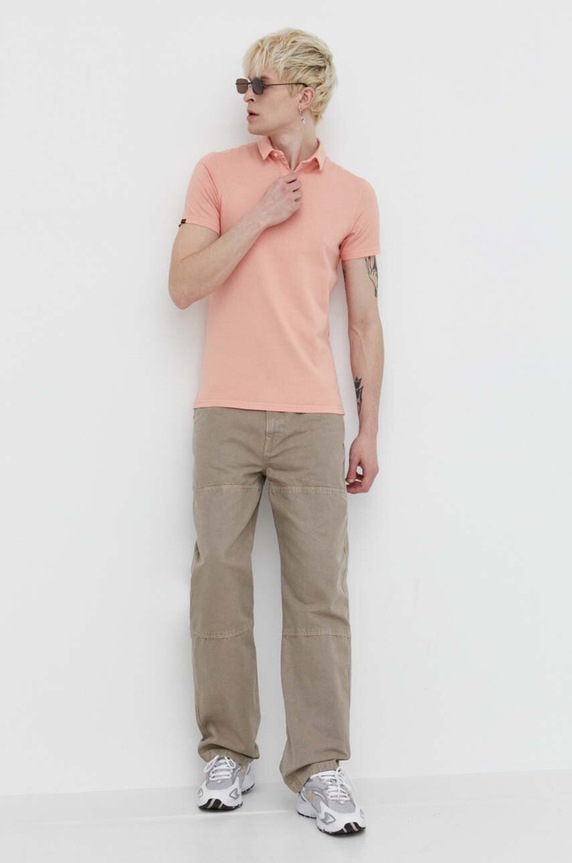 Superdry polo bawełniane M1110323A.MUI różowy SS24