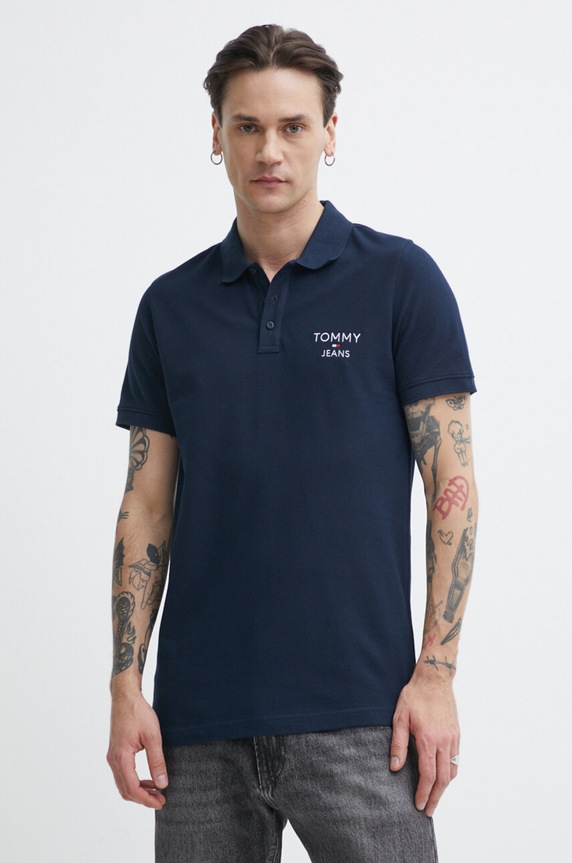 Tommy Jeans polo bawełniane DM0DM18927 granatowy SS24