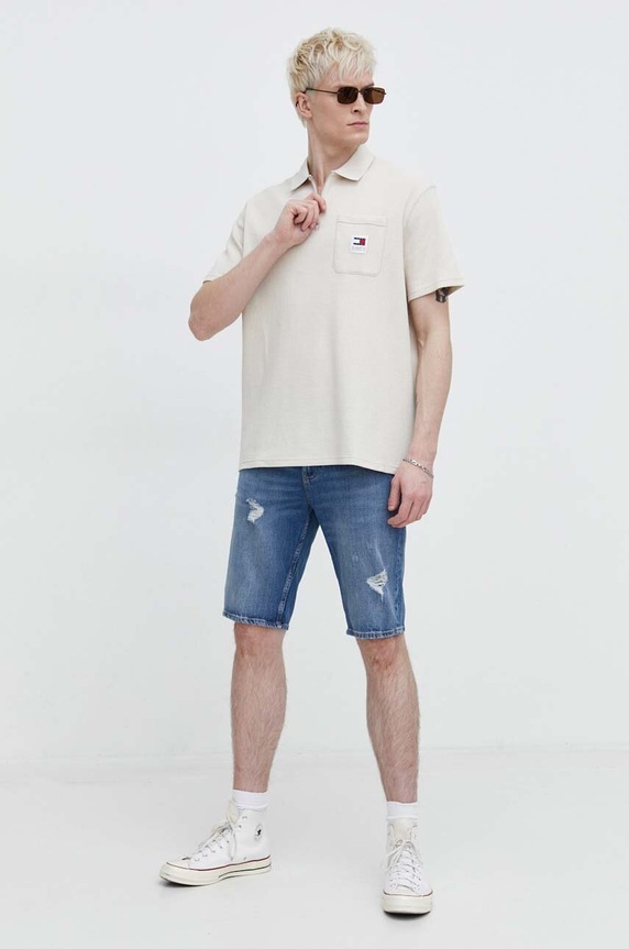 Polo tričko Tommy Jeans DM0DM18928 béžová SS24