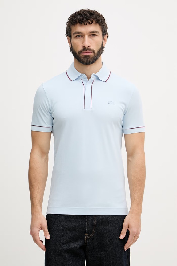 Lacoste polo męskie bawełniane z elastanem niebieski PH8184