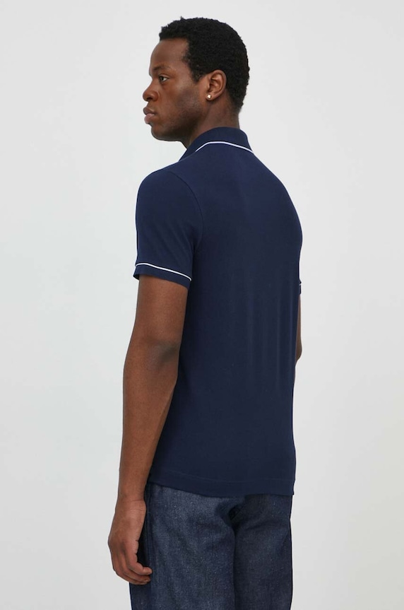 Ρούχα Lacoste Πόλο ανδρικό βαμβακερό με ελαστάν PH8184 σκούρο μπλε