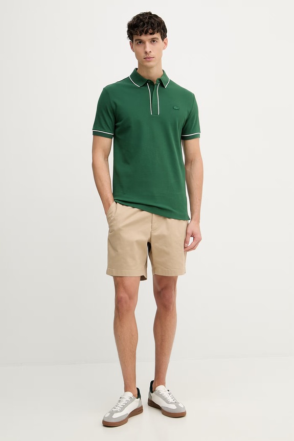 Lacoste polo męskie bawełniane z elastanem PH8184 zielony SS26