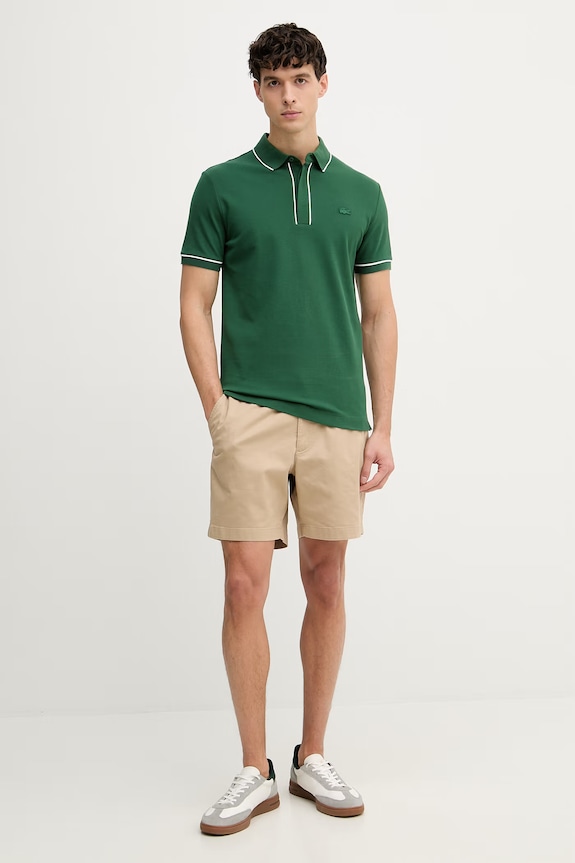 Lacoste polo męskie bawełniane z elastanem PH8184 zielony SS26