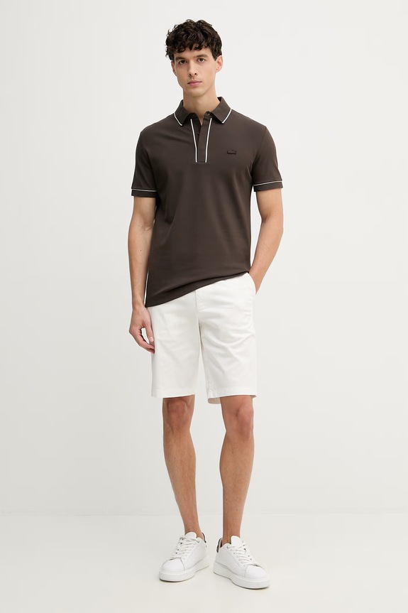 Lacoste polo bărbați din bumbac cu elastan PH8184 maro SS26