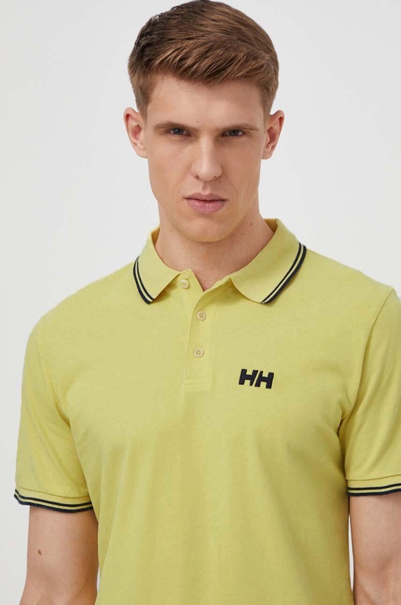 Bavlněné polo tričko Helly Hansen žlutá 34297