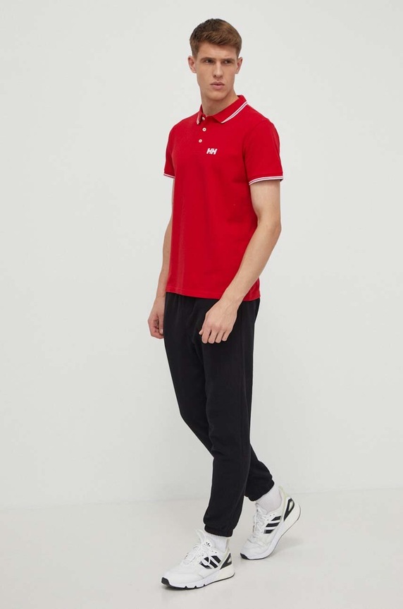 Βαμβακερό μπλουζάκι πόλο Helly Hansen 34297 κόκκινο SS25