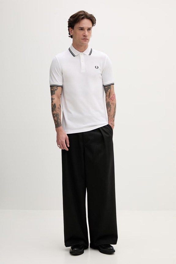 Fred Perry cotton polo shirt Twin Tipped Shirt M3600.200 white AA00