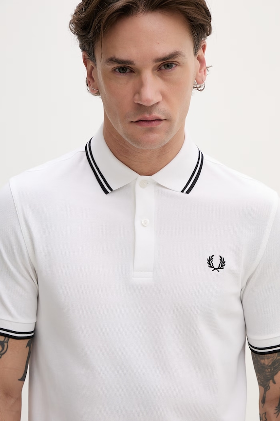 Fred Perry cotton polo shirt Twin Tipped Shirt white M3600.200