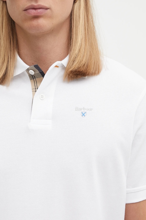 Barbour polo din bumbac pentru bărbați alb MML0012