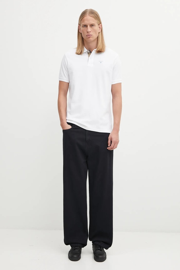 Barbour polo din bumbac pentru bărbați MML0012 alb