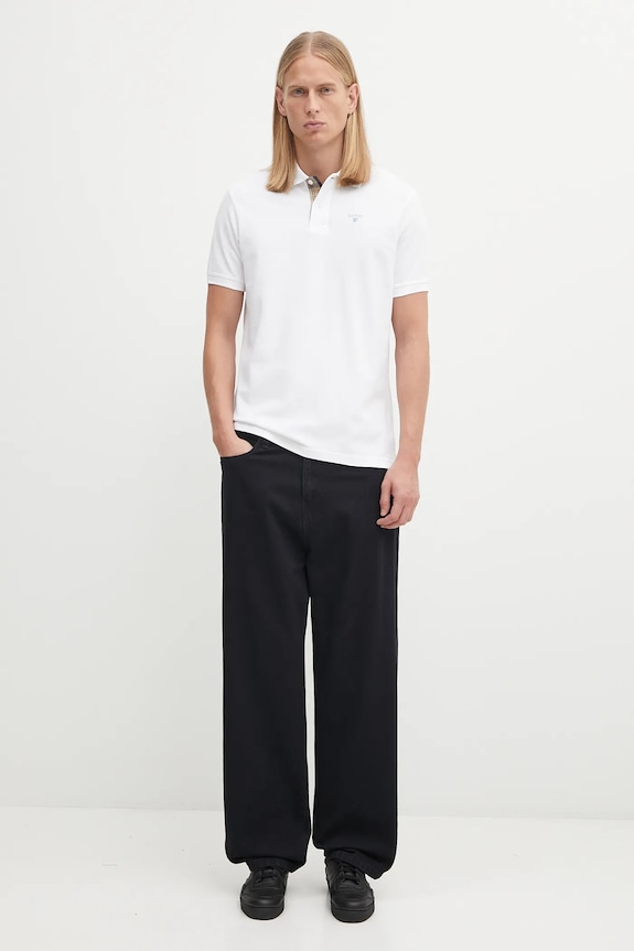 Barbour polo din bumbac pentru bărbați MML0012 alb