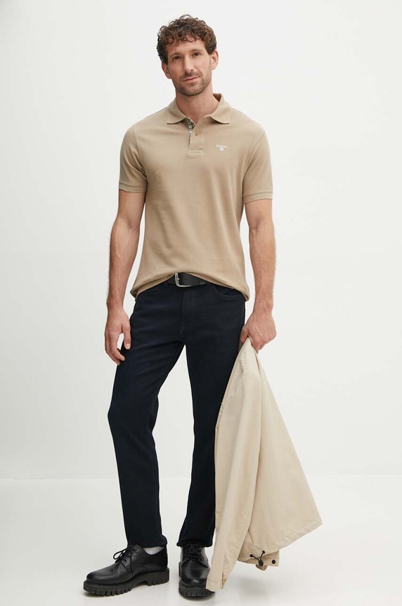 Barbour polo męskie bawełniane MML0012 beżowy AA00