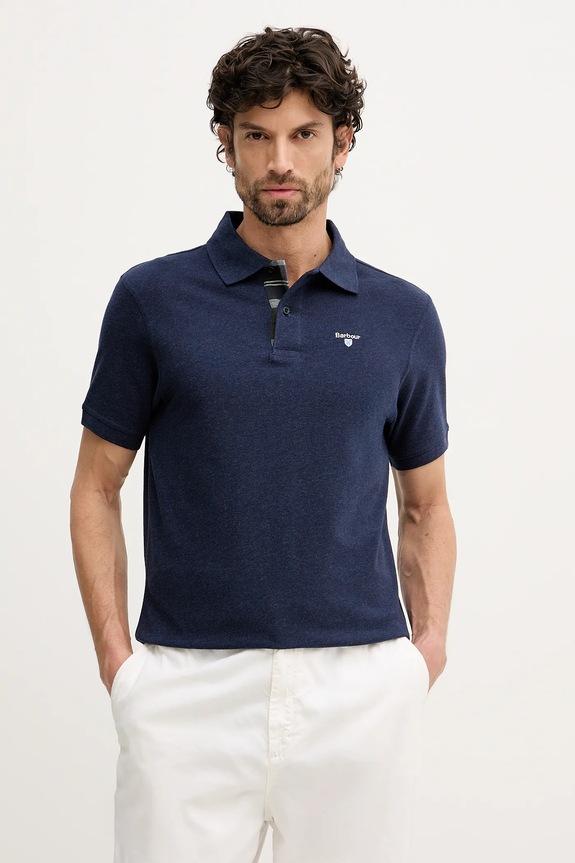 Barbour polo tričko pánske bavlnené nášivka tmavomodrá MML0012