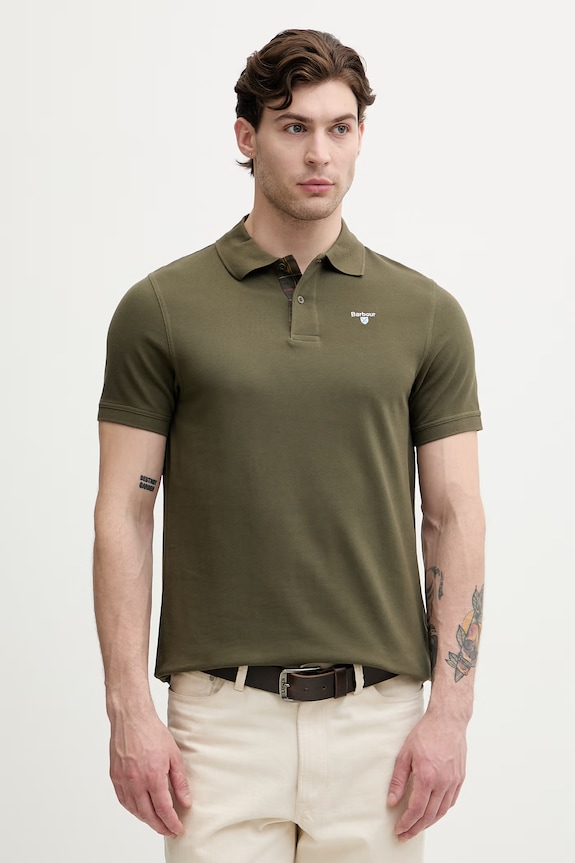 Barbour поло для мужчин из хлопка regular зелёный MML0012