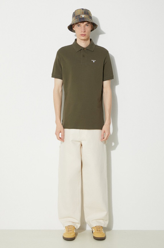 Barbour polo din bumbac pentru bărbați bumbac verde MML0012