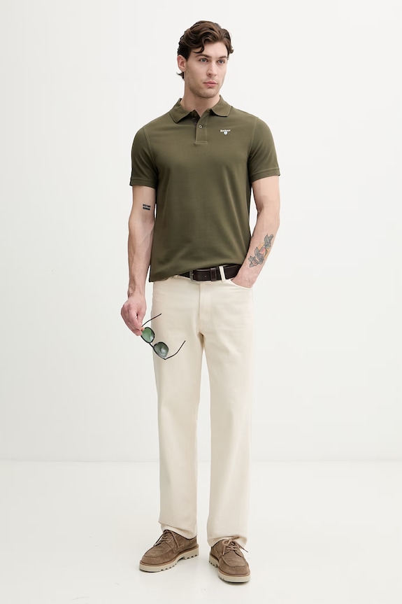 Barbour поло для мужчин из хлопка MML0012 зелёный AA00