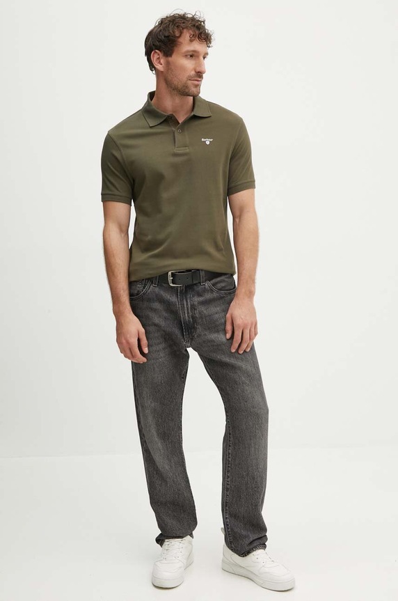 Barbour πόλο ανδρικό βαμβακερό MML0012 πράσινο AA00