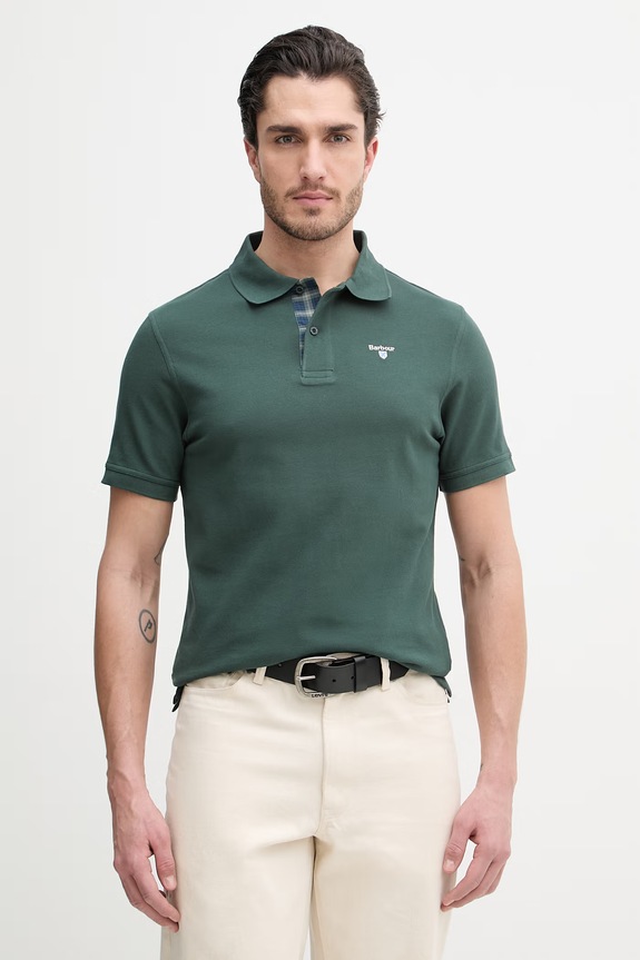 Barbour polo bawełniane Tartan Pique Polo regular zielony MML0012