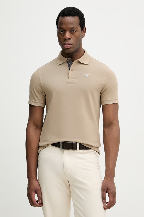 Barbour πόλο ανδρικό βαμβακερό μπεζ MML0012