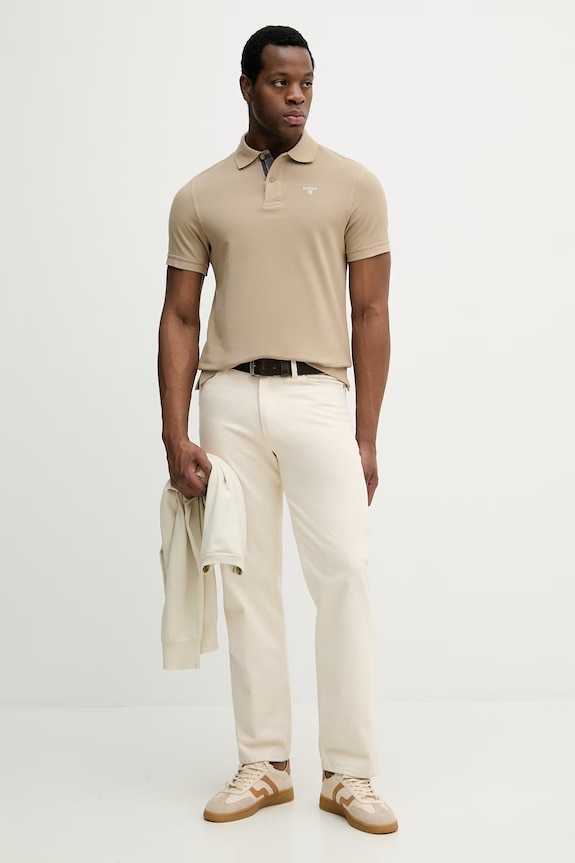 Barbour polo męskie bawełniane MML0012 beżowy AA00