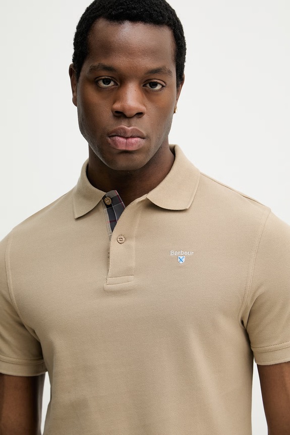 Barbour πόλο ανδρικό βαμβακερό μπεζ MML0012
