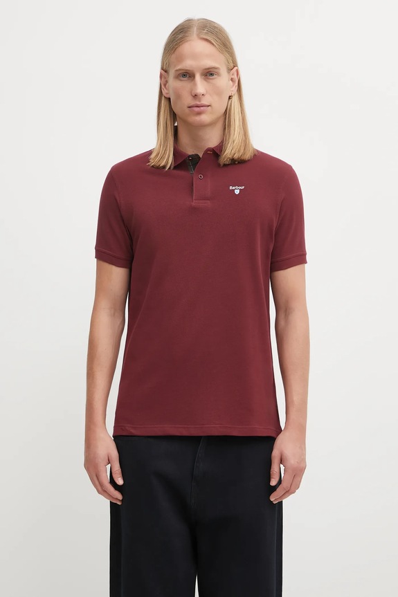 Barbour polo din bumbac pentru bărbați burgundia MML0012