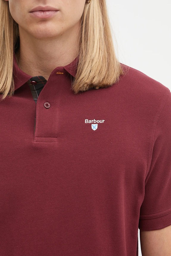 Barbour polo din bumbac pentru bărbați burgundia MML0012