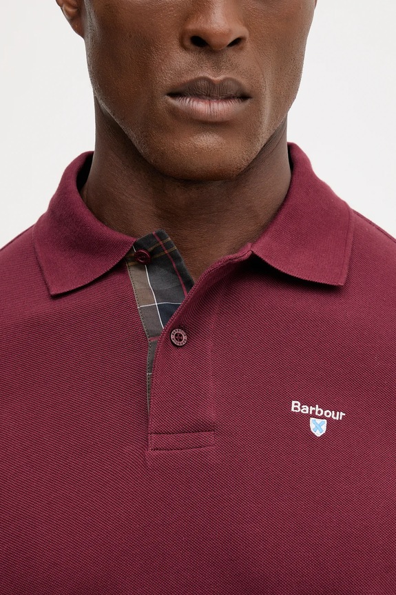 Βαμβακερό μπλουζάκι πόλο Barbour Tartan Pique Polo MML0012 μπορντό