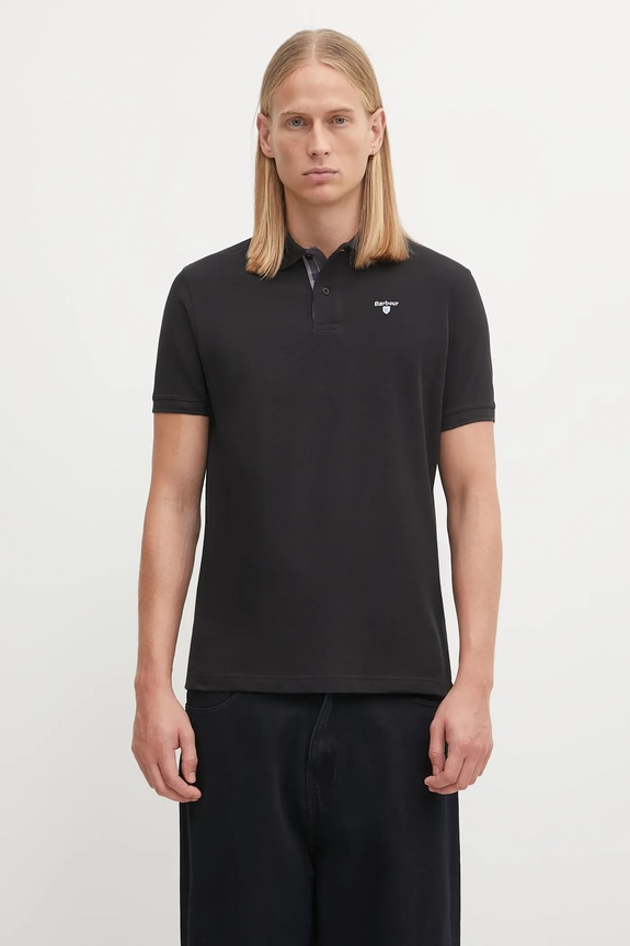 Barbour polo din bumbac pentru bărbați bumbac negru MML0012