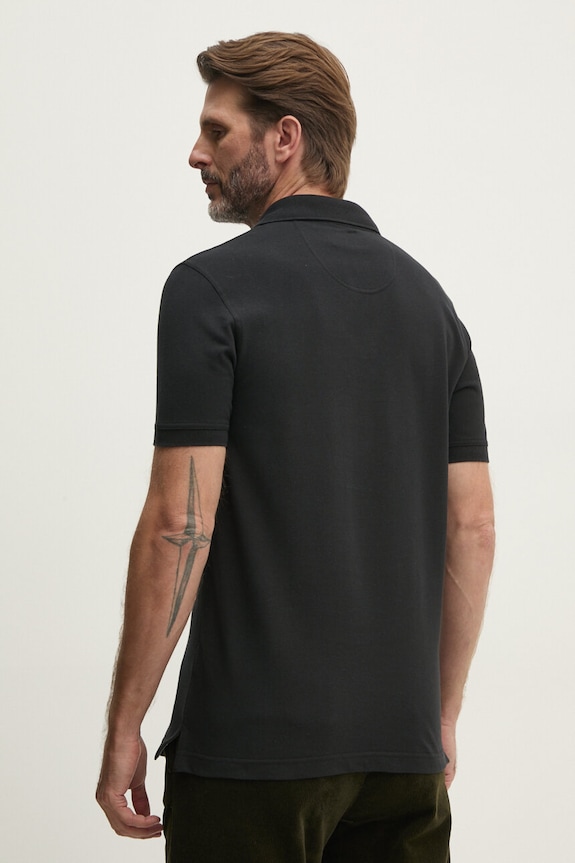 Ρούχα Barbour πόλο ανδρικό βαμβακερό MML0012 μαύρο