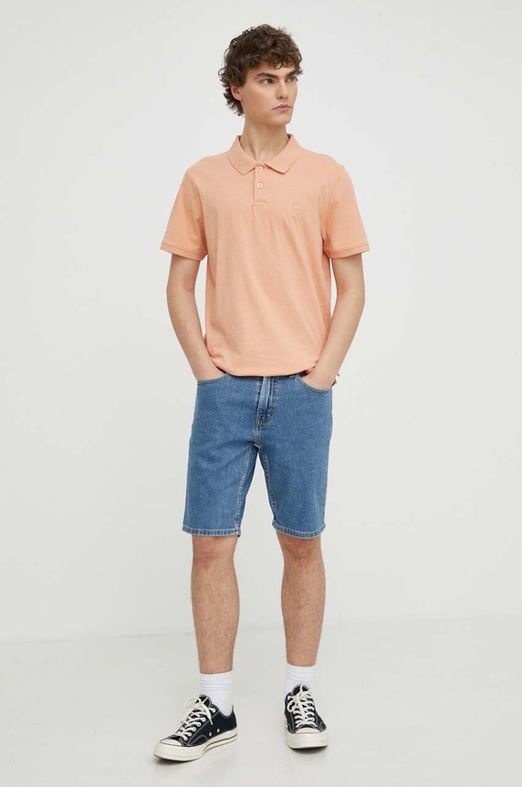Levi's polo bawełniane A4842 pomarańczowy AW24