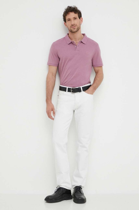 Levi's polo bawełniane A4842 różowy AW24