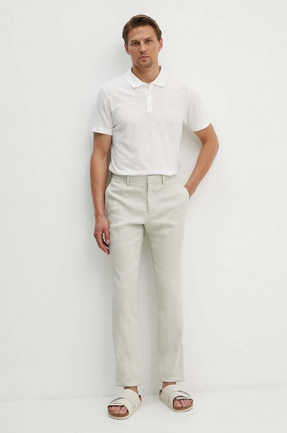 Theory polo bawełniane M0294501 beżowy AW24