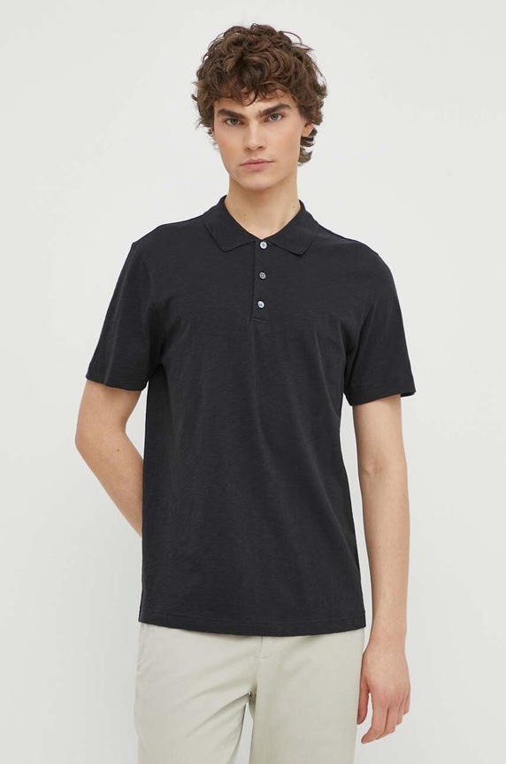Pamučna polo majica Theory M0294501 crna AW24