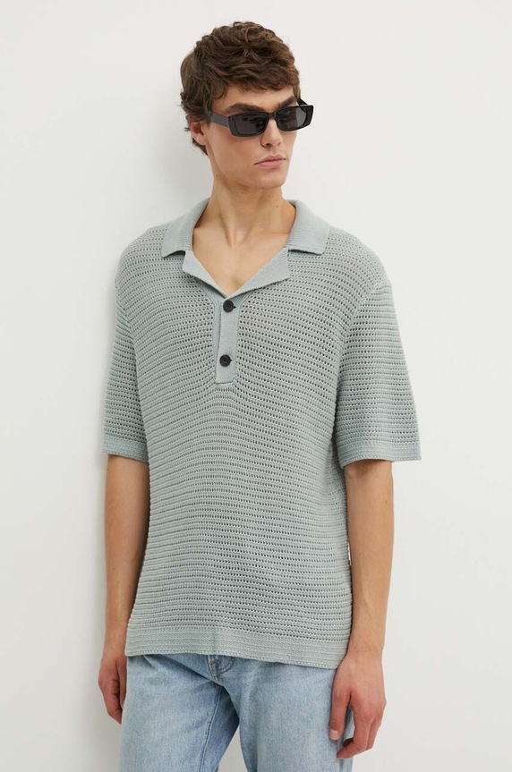 Abercrombie & Fitch polo bawełniane bawełna szary KI120.4118.120