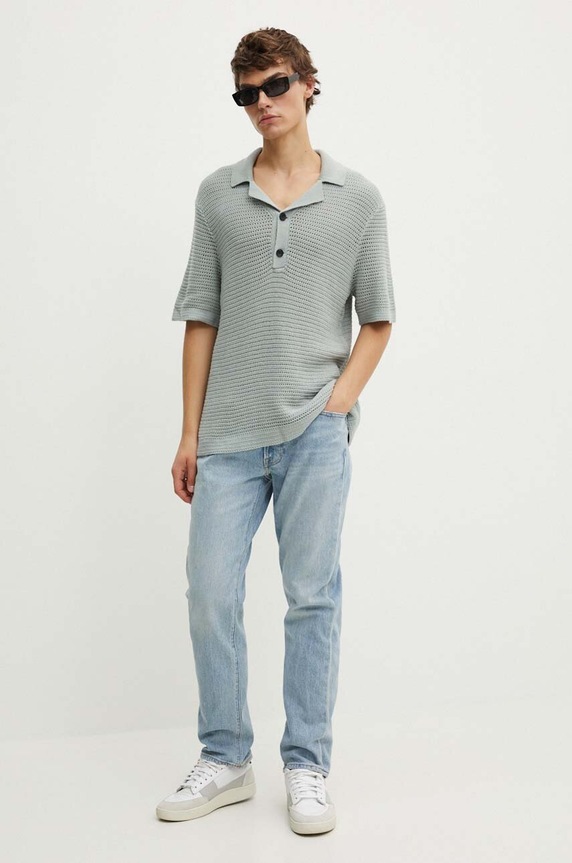 Abercrombie & Fitch polo bawełniane KI120.4118.120 szary SS24