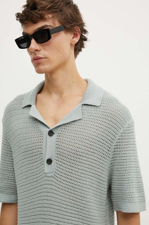 Abercrombie & Fitch polo bawełniane szary KI120.4118.120