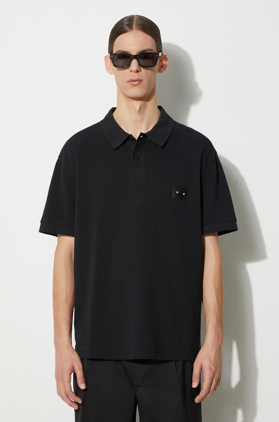 Bavlněné polo tričko Neil Barrett Loose Pierced Nipple Polo relaxed černá MY70223A.Y517.001N
