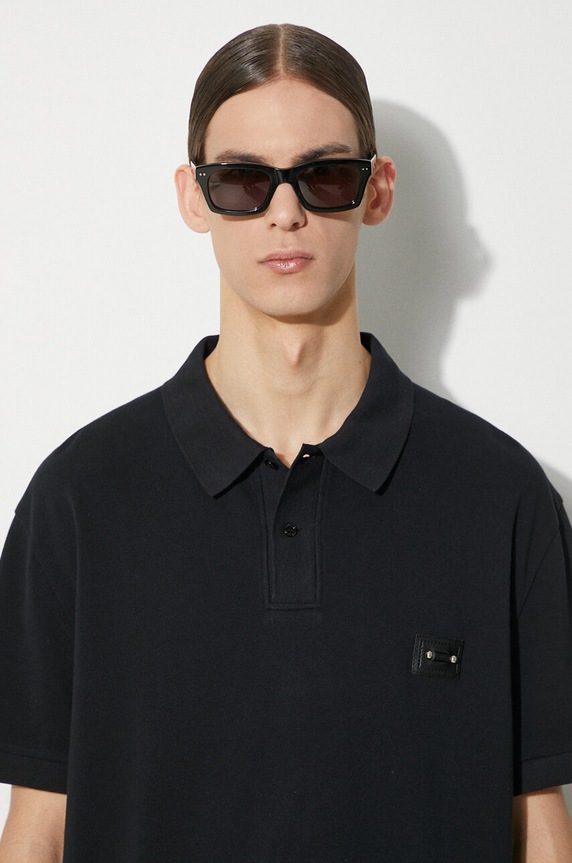 Bavlněné polo tričko Neil Barrett Loose Pierced Nipple Polo MY70223A.Y517.001N černá