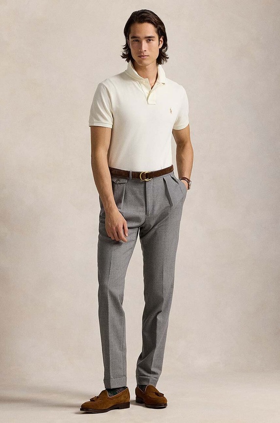 Ρούχα Polo Ralph Lauren πόλο ανδρικό βαμβακερό 710680784 μπεζ