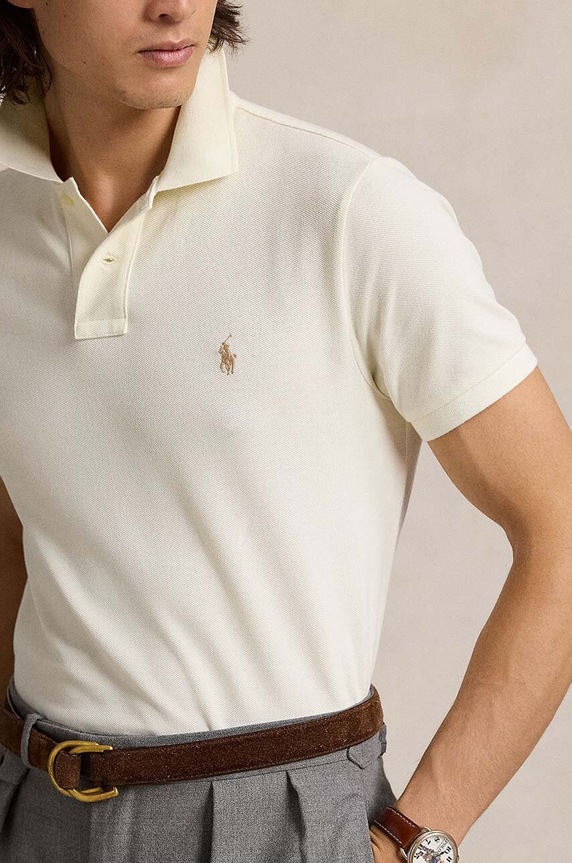 Polo Ralph Lauren πόλο ανδρικό βαμβακερό μπεζ 710680784