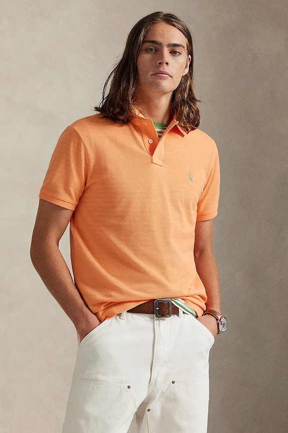 Polo Ralph Lauren polo za muškarce od pamuka pamuk narančasta 710680784