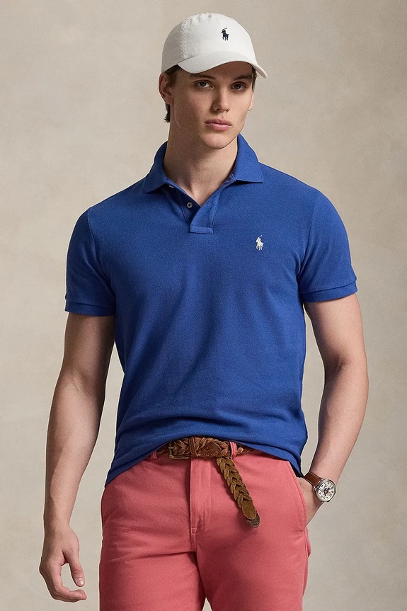 Polo Ralph Lauren πόλο ανδρικό βαμβακερό slim σκούρο μπλε 710680784