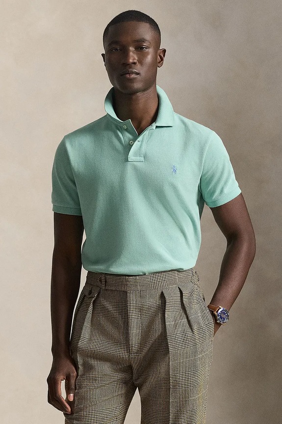 Polo Ralph Lauren πόλο ανδρικό βαμβακερό slim τιρκουάζ 710680784