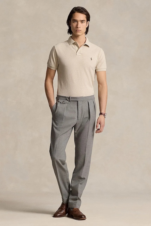 Ρούχα Polo Ralph Lauren πόλο ανδρικό βαμβακερό 710680784 μπεζ