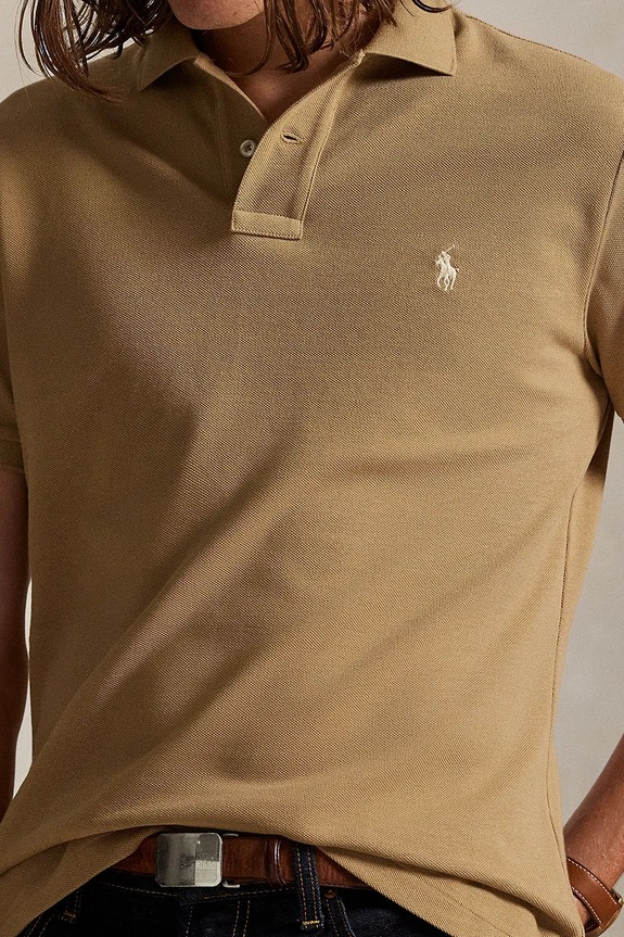 Pamučna polo majica Polo Ralph Lauren bež 710680784