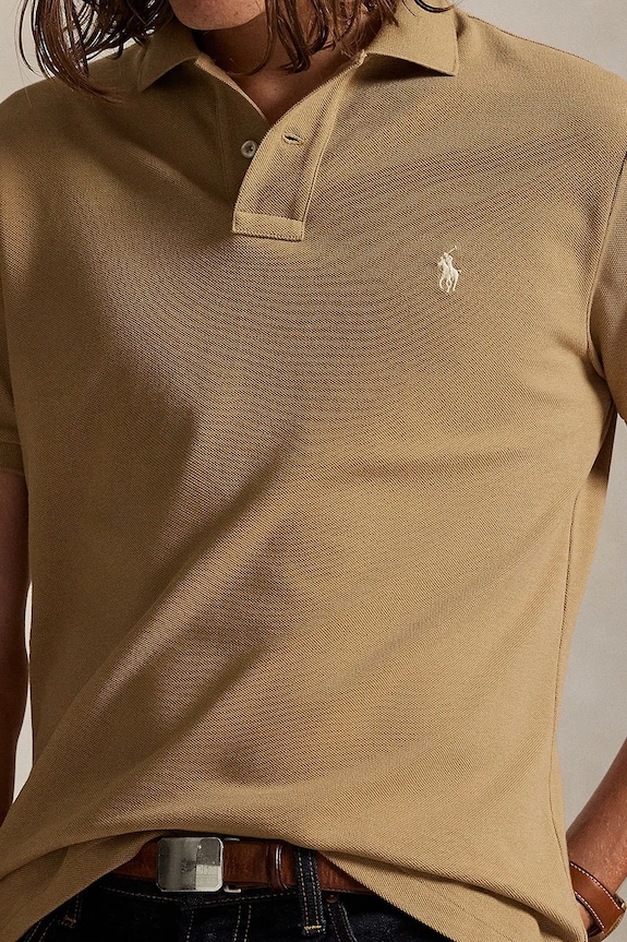 Pamučna polo majica Polo Ralph Lauren bež 710680784