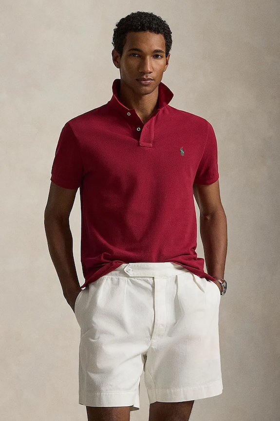 Polo Ralph Lauren polo męskie bawełniane bawełna bordowy 710680784