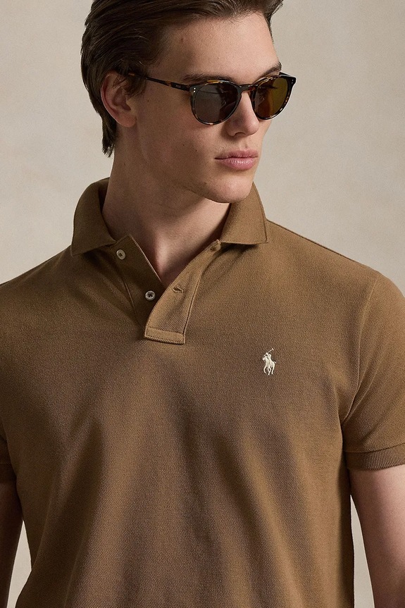 Polo Ralph Lauren Πόλο ανδρικό βαμβακερό καφέ 710680784