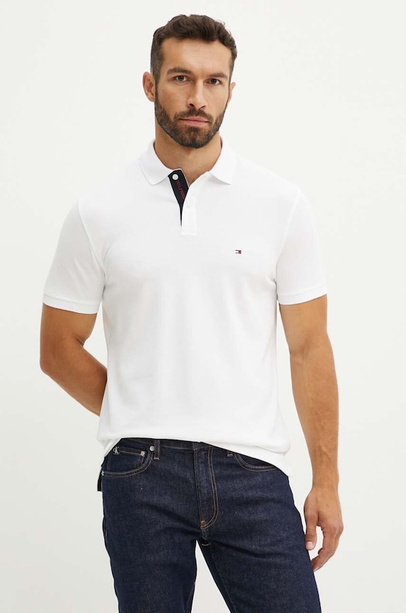 Πόλο Tommy Hilfiger με ελαστάν λευκό MW0MW34753
